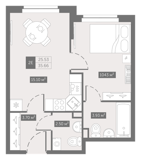35,7 м², 1-комнатные апартаменты 5 878 480 ₽ - изображение 1