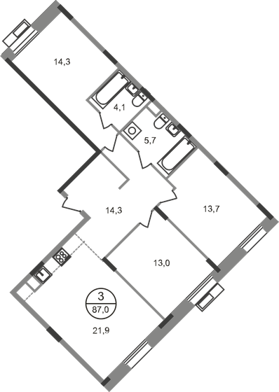 87 м², 3-комнатная квартира 20 537 304 ₽ - изображение 19