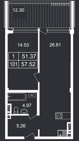 Квартира 57,5 м², 1-комнатные - изображение 1