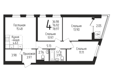 76 м², 4-комнатная квартира 8 800 000 ₽ - изображение 81