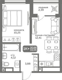 Квартира 30,7 м², 1-комнатная - изображение 1