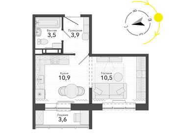 Квартира 32,4 м², студия - изображение 1