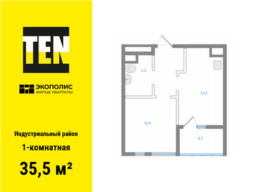 35,5 м², 1-комнатная квартира 6 277 000 ₽ - изображение 1