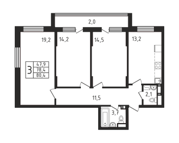 80,3 м², 3-комнатная квартира 12 434 455 ₽ - изображение 24