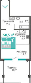Квартира 58,5 м², 1-комнатные - изображение 1