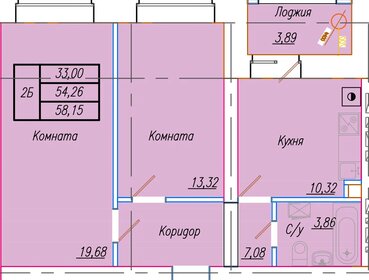 Квартира 58,2 м², 2-комнатная - изображение 1