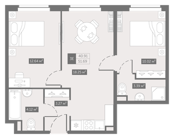 44,1 м², 2-комнатная квартира 7 489 000 ₽ - изображение 114