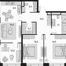 Квартира 93,2 м², 4-комнатная - изображение 2