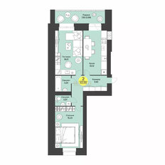 Квартира 63,6 м², 2-комнатная - изображение 1