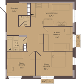 Квартира 74,4 м², 3-комнатная - изображение 1