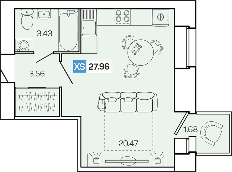 28 м², квартира-студия 3 325 033 ₽ - изображение 1