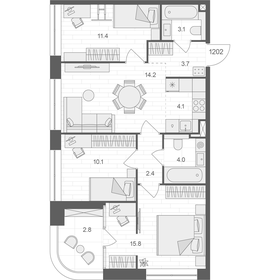 101,2 м², 3-комнатная квартира 49 606 040 ₽ - изображение 20