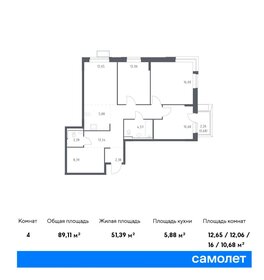 Квартира 89,1 м², 3-комнатная - изображение 1