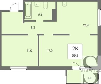 Квартира 59,2 м², 2-комнатная - изображение 1