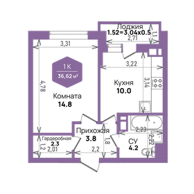 Квартира 36,6 м², 1-комнатная - изображение 1