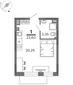 Квартира 23,6 м², 1-комнатная - изображение 1