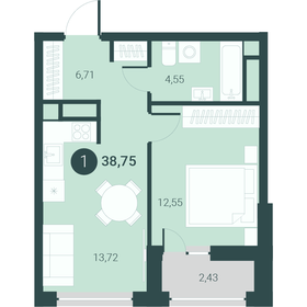 38,5 м², 1-комнатная квартира 6 670 000 ₽ - изображение 24
