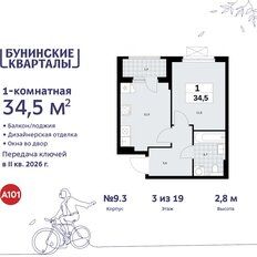 Квартира 34,5 м², 1-комнатная - изображение 3