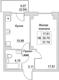 Квартира 37,8 м², 1-комнатная - изображение 1