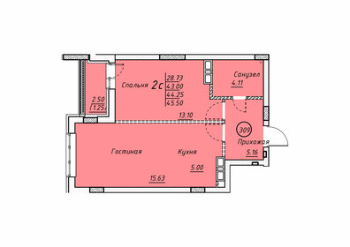 46,8 м², квартира-студия 5 900 000 ₽ - изображение 118