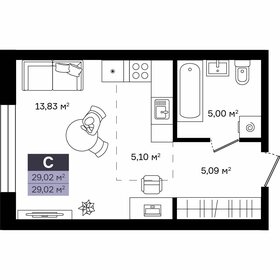 Квартира 29 м², студия - изображение 1