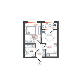 Квартира 37,2 м², 1-комнатная - изображение 1