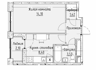 Квартира 30,9 м², 1-комнатная - изображение 1
