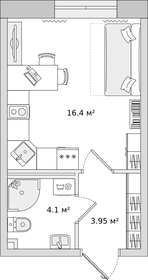 25,4 м², квартира-студия 4 346 308 ₽ - изображение 20