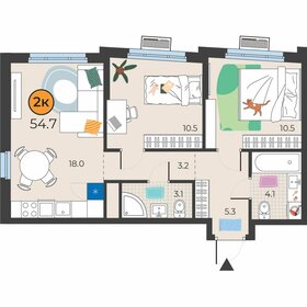 54 м², 2-комнатная квартира 8 050 000 ₽ - изображение 112