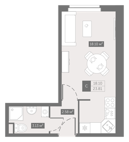 21,2 м², квартира-студия 6 300 000 ₽ - изображение 133