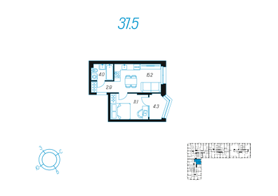 37,5 м², 1-комнатная квартира 6 478 000 ₽ - изображение 31