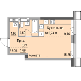 Квартира 35,9 м², студия - изображение 1