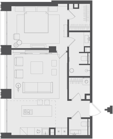 Квартира 62,3 м², 1-комнатная - изображение 1