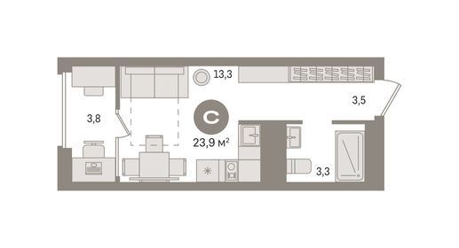 24,3 м², квартира-студия 6 700 000 ₽ - изображение 66