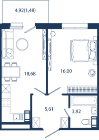 42,8 м², 1-комнатная квартира 11 160 000 ₽ - изображение 109