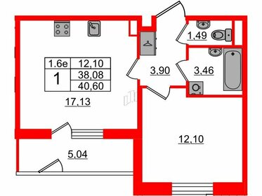 Квартира 38,1 м², 1-комнатная - изображение 1