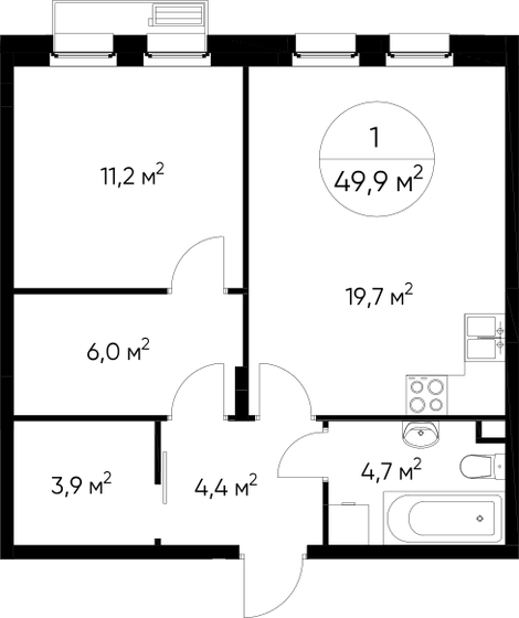 49,9 м², 1-комнатная квартира 14 009 729 ₽ - изображение 18
