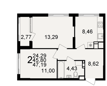 45 м², 2-комнатная квартира 3 950 000 ₽ - изображение 74