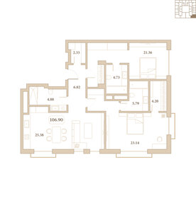 Квартира 107 м², 2-комнатные - изображение 1