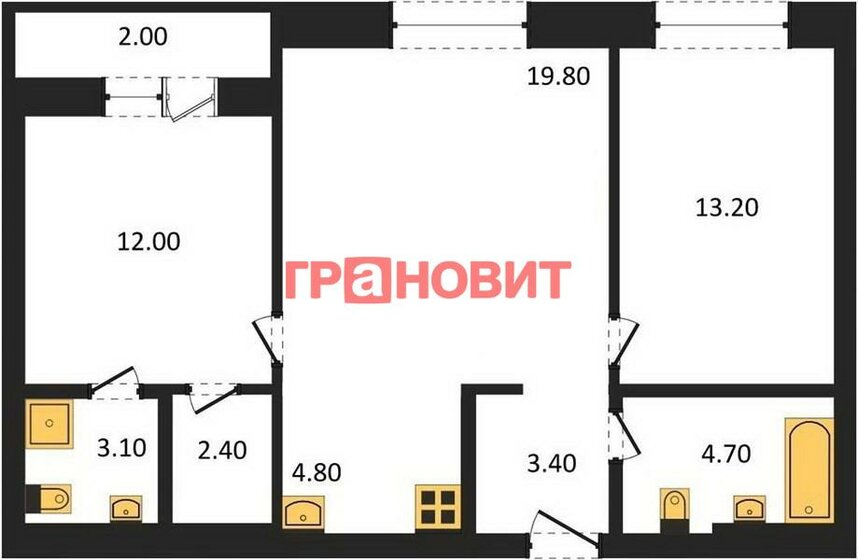 65,4 м², 3-комнатная квартира 13 500 000 ₽ - изображение 1