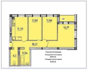 Квартира 70,6 м², 3-комнатная - изображение 1