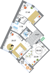 106,2 м², 2-комнатная квартира 23 900 000 ₽ - изображение 114