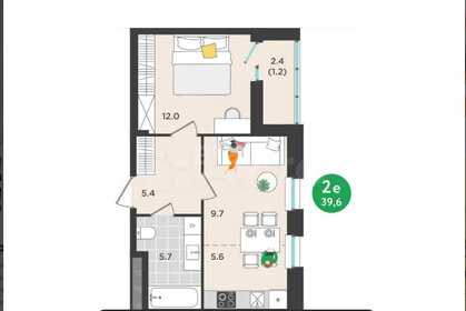 Квартира 39,6 м², 2-комнатная - изображение 1