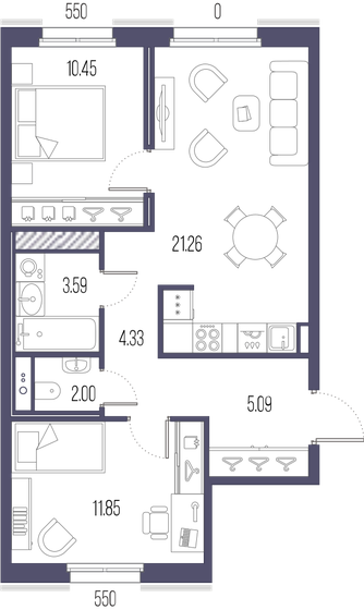 58,6 м², 2-комнатная квартира 22 959 440 ₽ - изображение 13