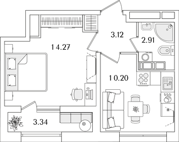 31,4 м², 1-комнатная квартира 10 216 596 ₽ - изображение 18