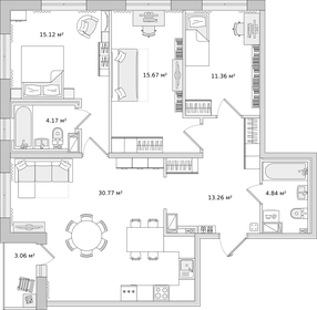 Квартира 97,3 м², 3-комнатная - изображение 1