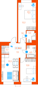 Квартира 65,2 м², 2-комнатная - изображение 1