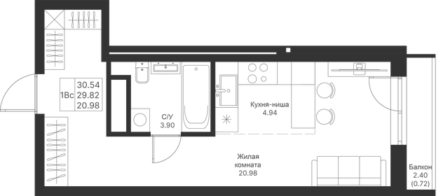 32 м², квартира-студия 7 950 000 ₽ - изображение 63