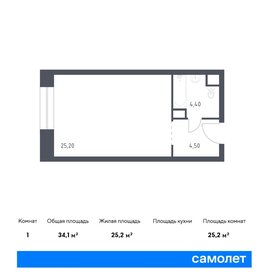 Квартира 34,1 м², студия - изображение 1