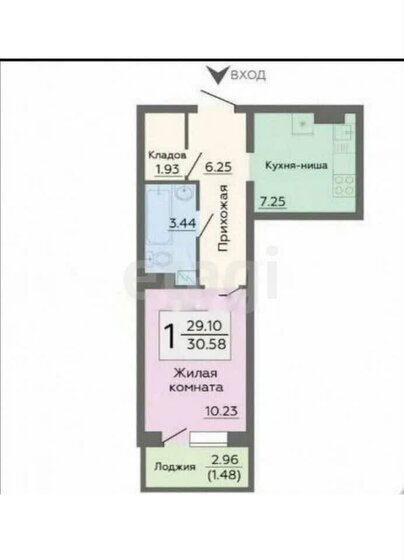 30,6 м², 1-комнатная квартира 4 200 000 ₽ - изображение 1